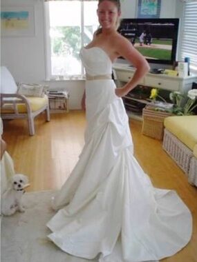 Strapless White Wedding Gown with Belt